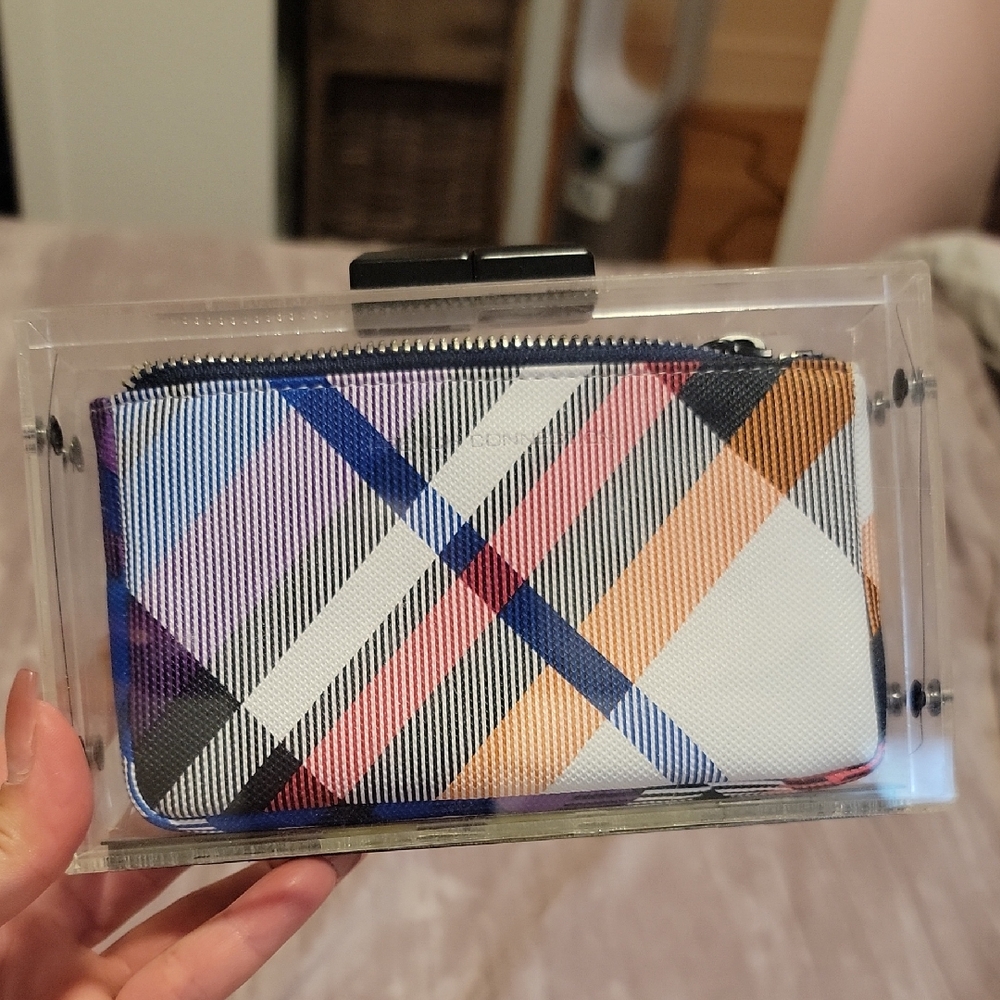 Plaid Zip Wallet with Multicolor Design
